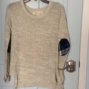 Cream sweater with elbow pads